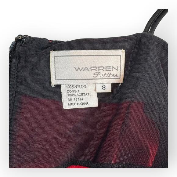 Vintage 1990's Women's Whimsigoth Red and Black Gown Evening Dress Size 8 Petite - Picture 7 of 7